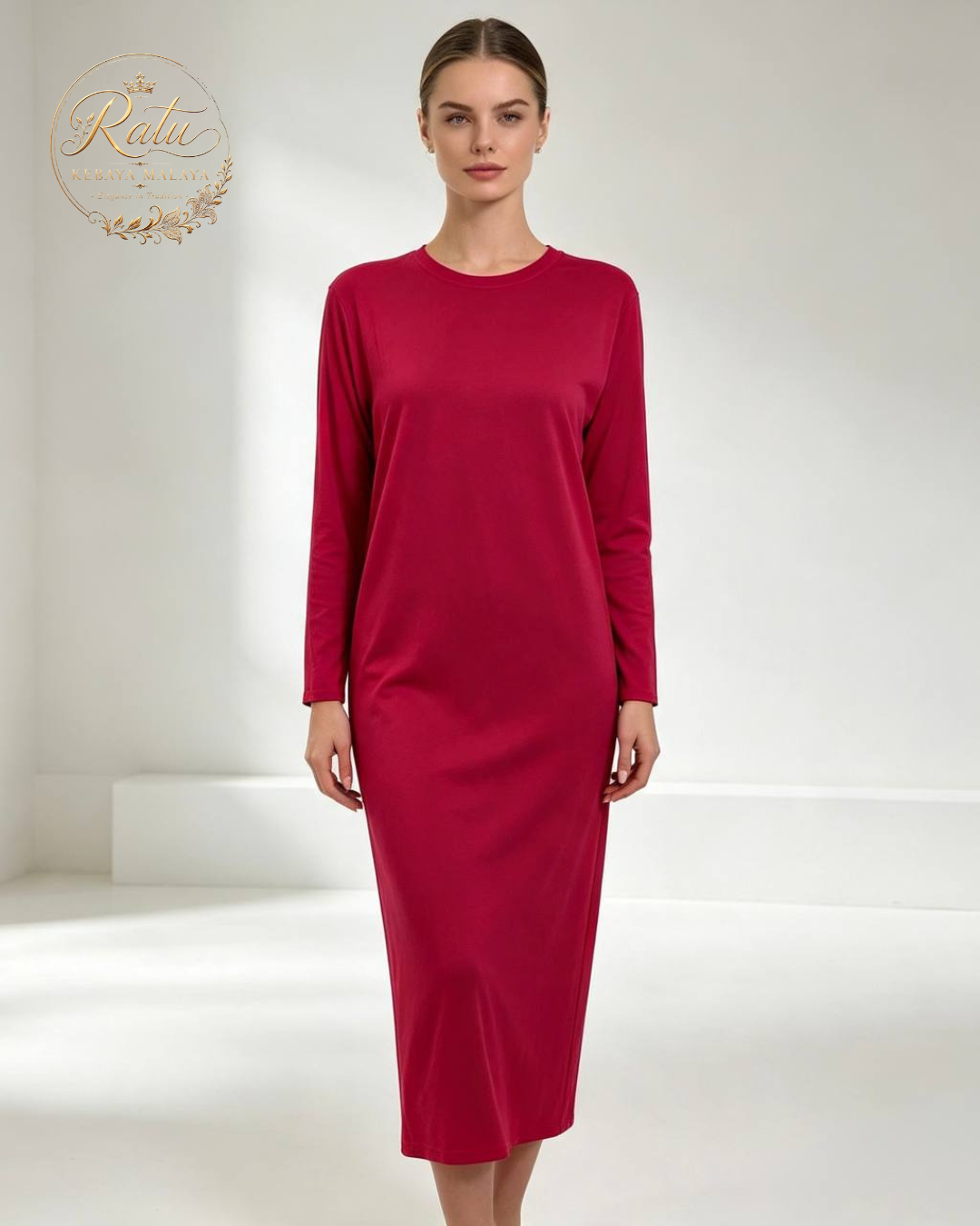 Women's Plain Long Sleeve Long Nightdress