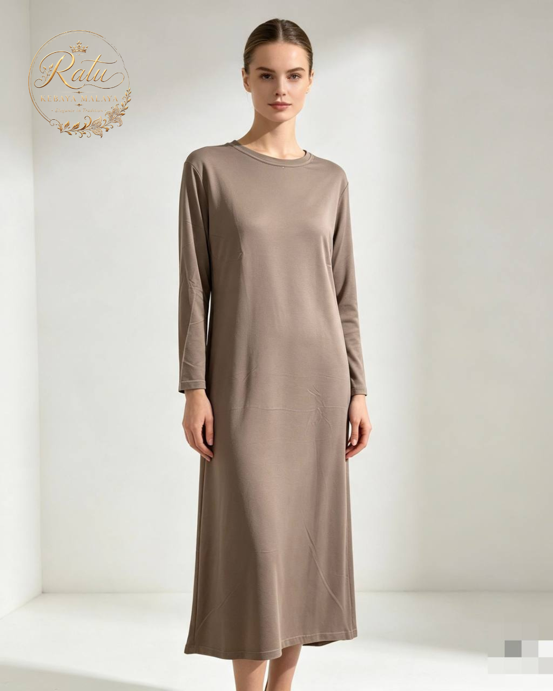 Women's Plain Long Sleeve Long Nightdress