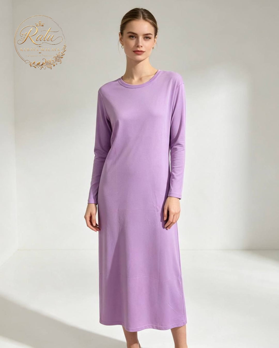 Women's Plain Long Sleeve Long Nightdress