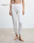 Women's Elastic Waist Full-Length Inner Pants / Leggings with Lace Trim
