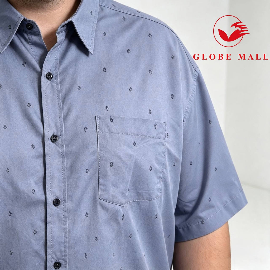 Men’s Plus Size Anchor Micro-Print Short Sleeve Casual Shirt