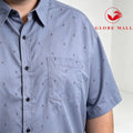 Men’s Plus Size Anchor Micro-Print Short Sleeve Casual Shirt