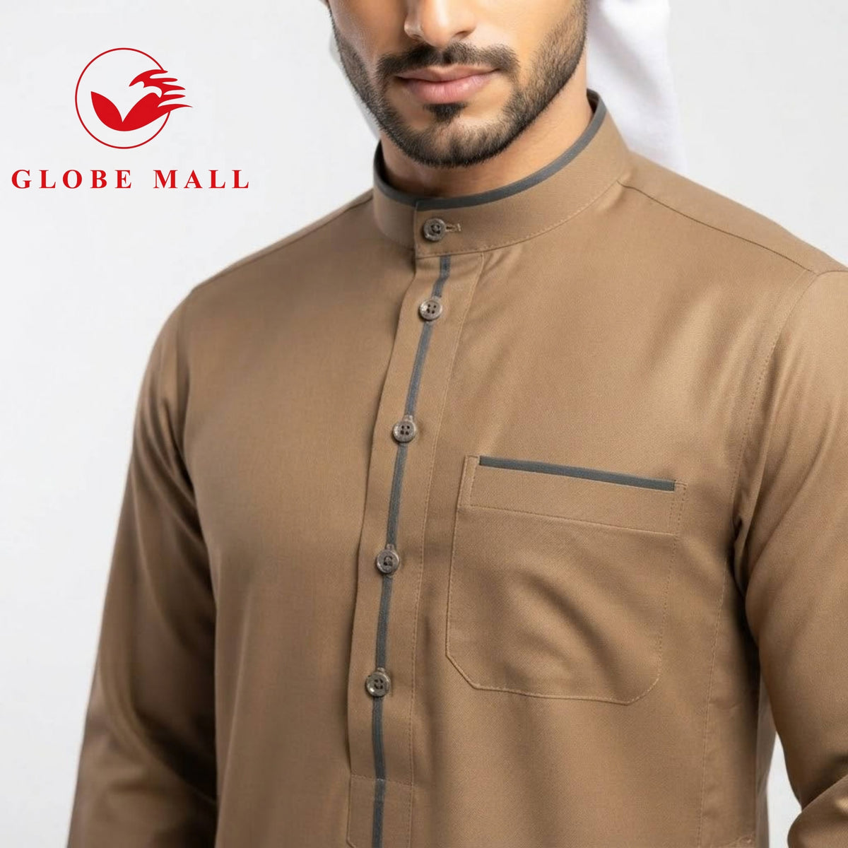 Men’s Contrast-Trim Classic Jubah Thobe