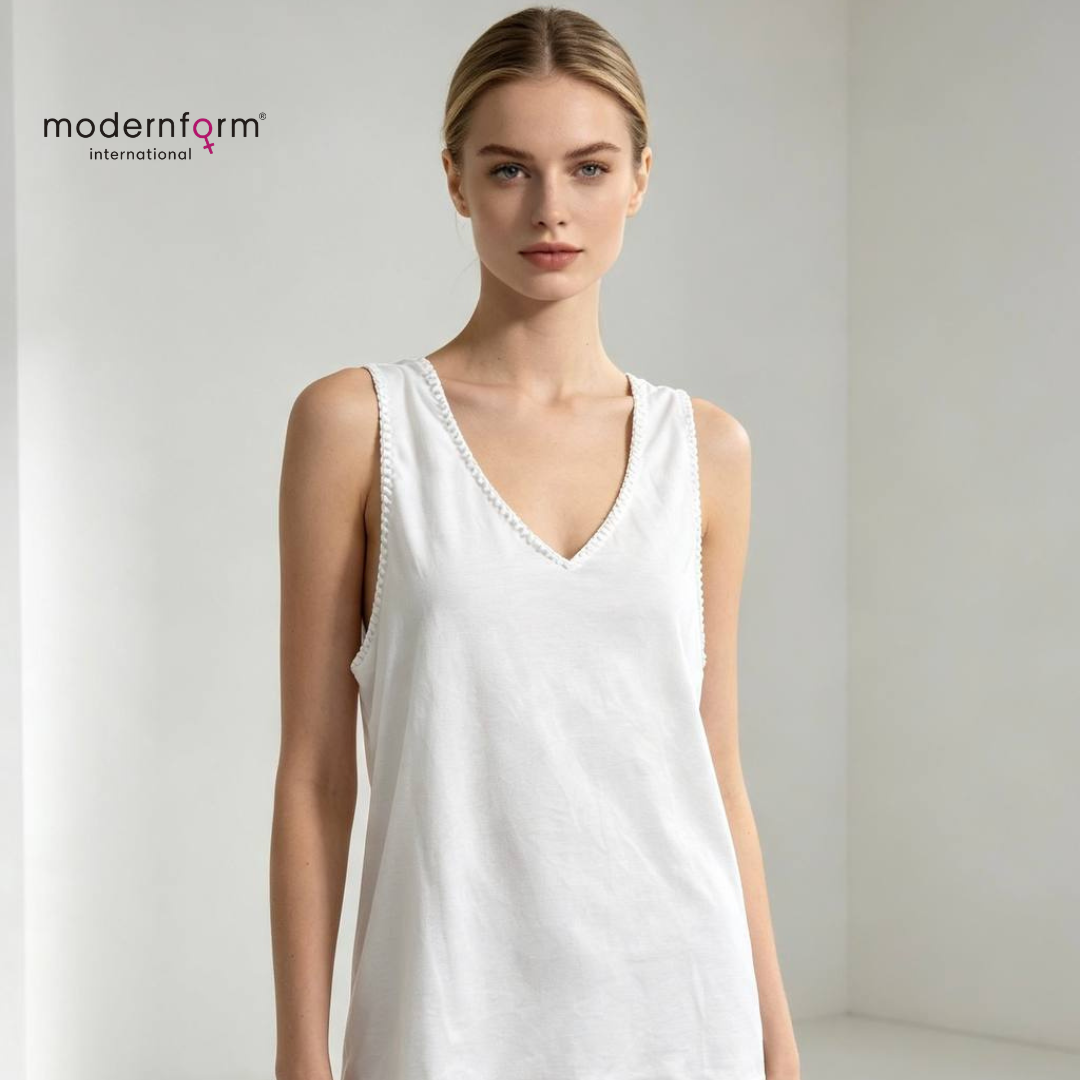 Women's V-Neck Sleeveless Tank Top Innerwear with Lace Trim
