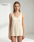 Women's V-Neck Sleeveless Tank Top Innerwear with Lace Trim