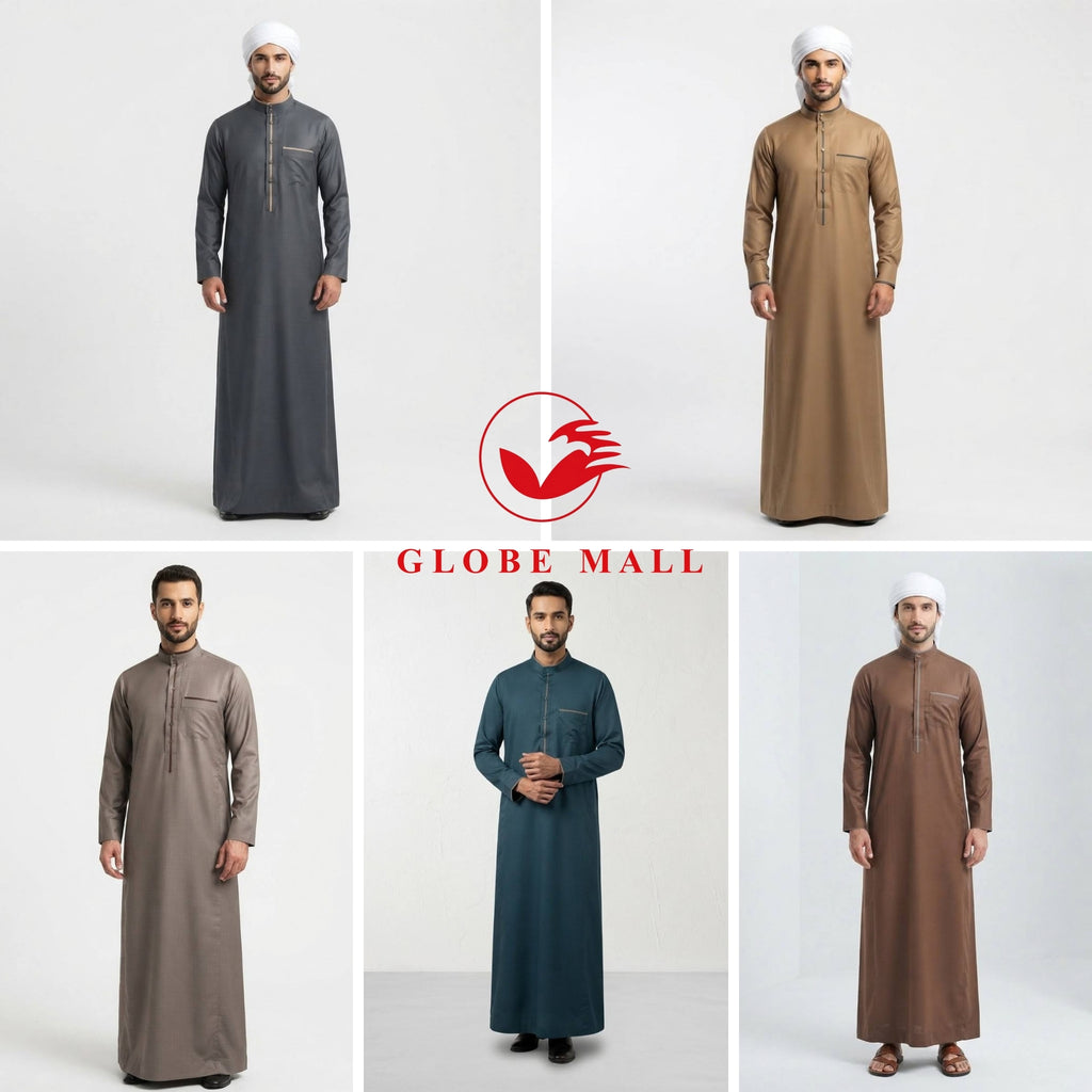 Men’s Contrast-Trim Classic Jubah Thobe