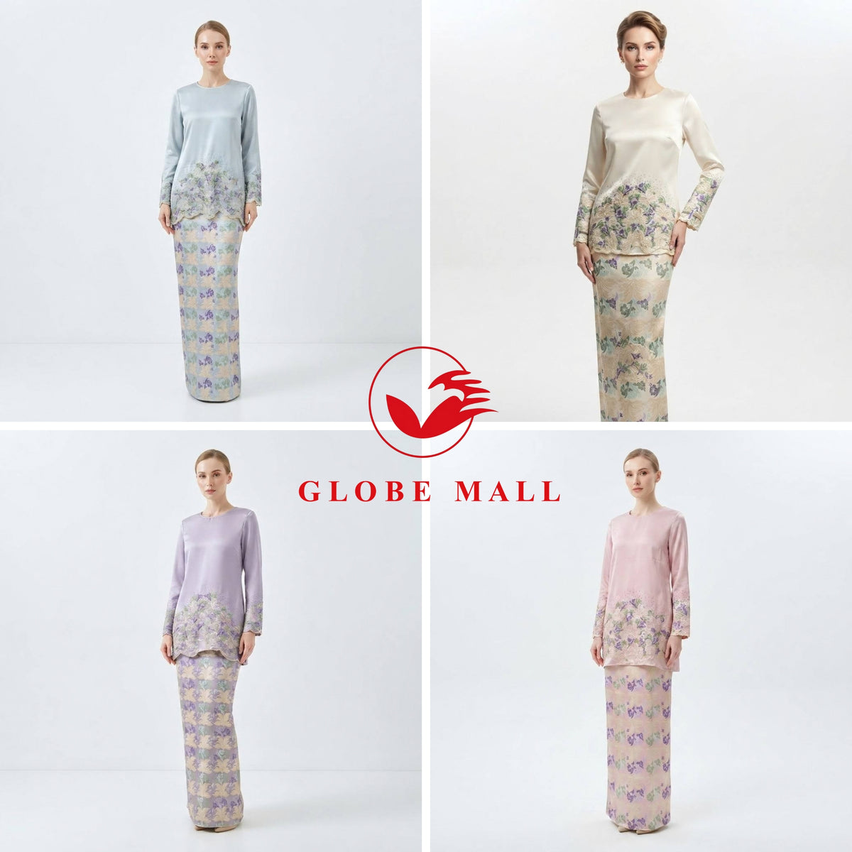 Ladies Floral Printed Baju Kurung Pahang Set