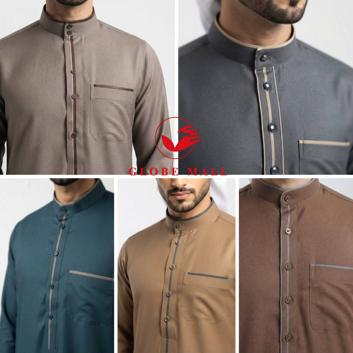 Men’s Contrast-Trim Classic Jubah Thobe