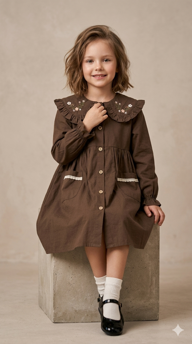 Vintage Scalloped Peter Pan Shirt Dress