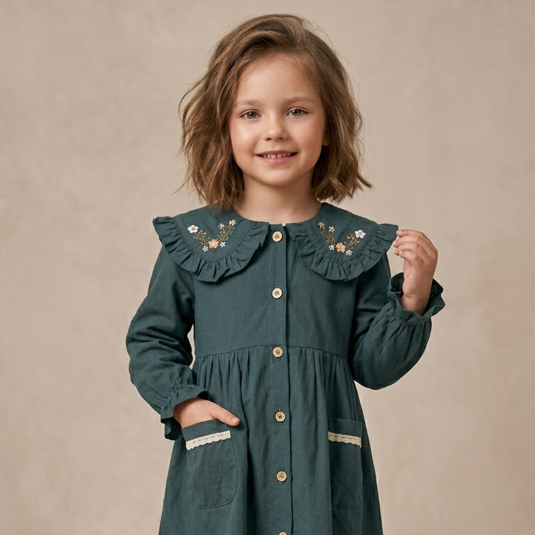 Vintage Scalloped Peter Pan Shirt Dress