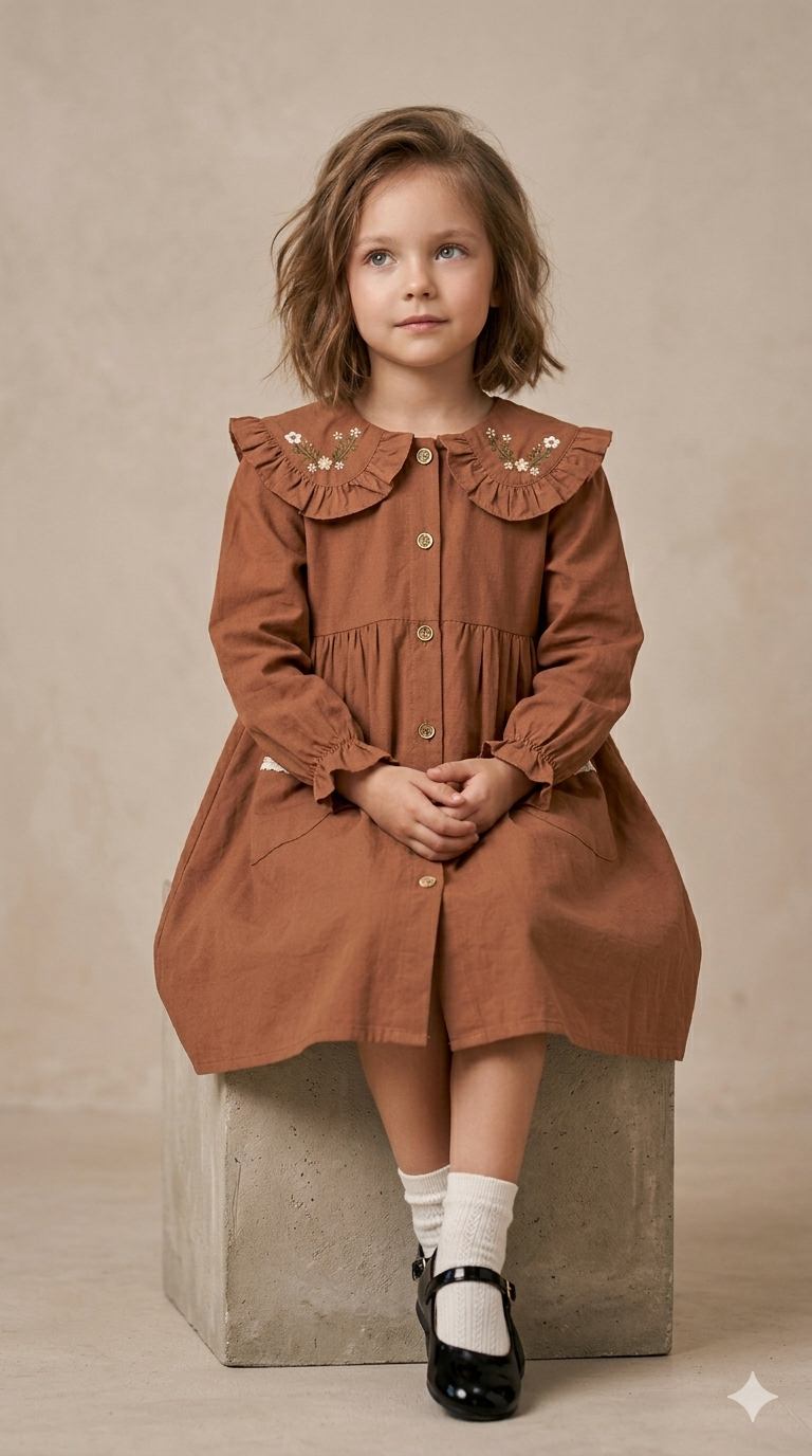 Vintage Scalloped Peter Pan Shirt Dress