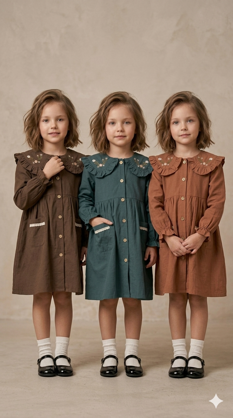 Vintage Scalloped Peter Pan Shirt Dress