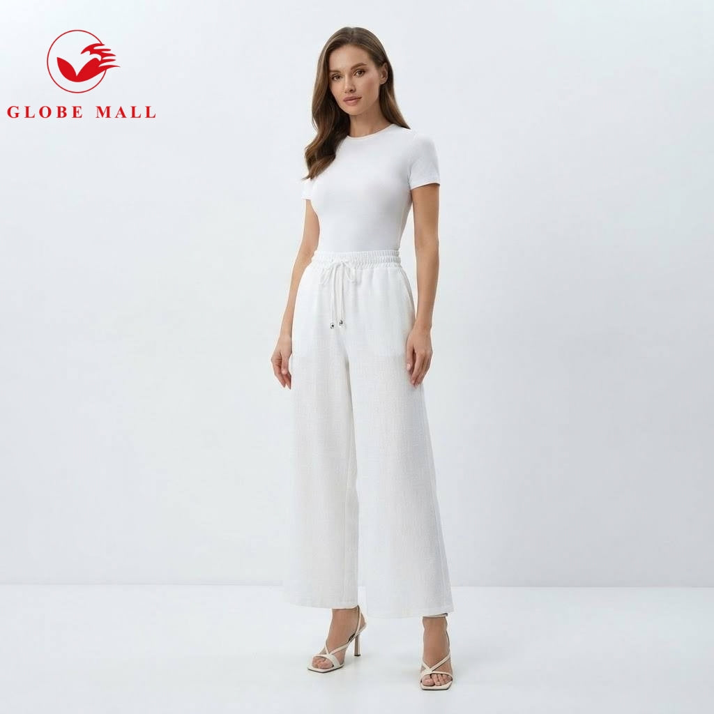 Women’s High-Waisted Wide-Leg Linen Palazzo Pants