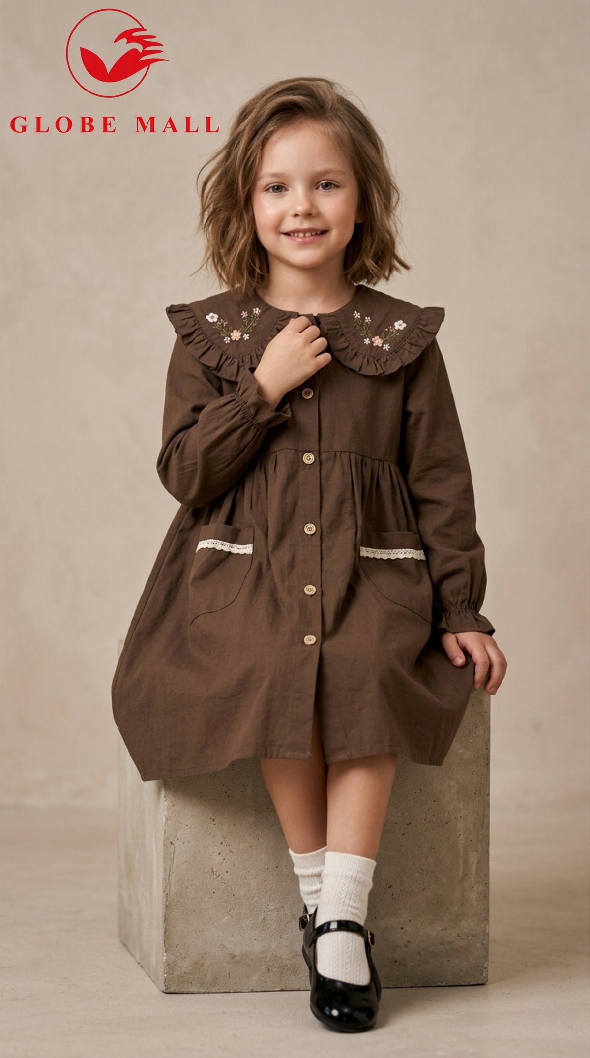Vintage Scalloped Peter Pan Shirt Dress