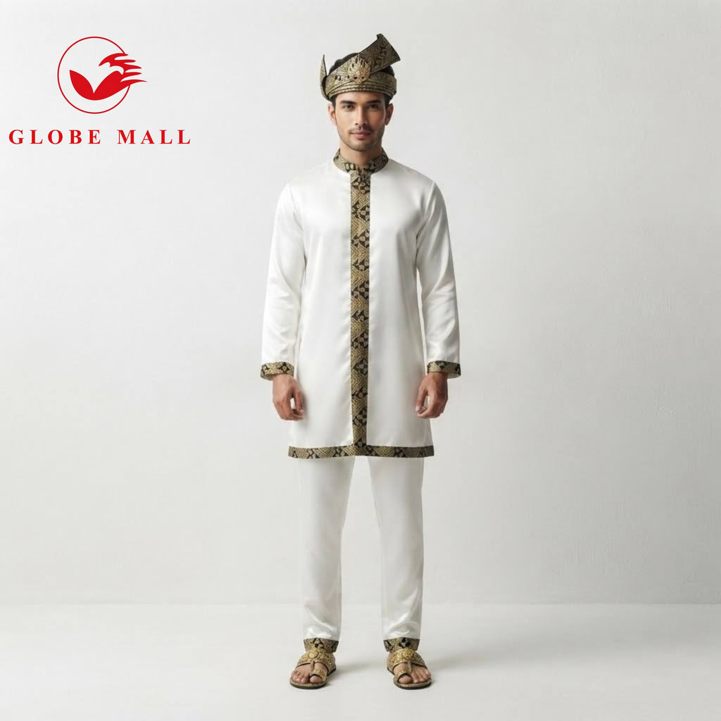 Men’s Traditional Songket Trim Baju Layang Outerwear Jacket