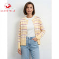 Women’s Striped Button-Front Knit Cardigan Sweater