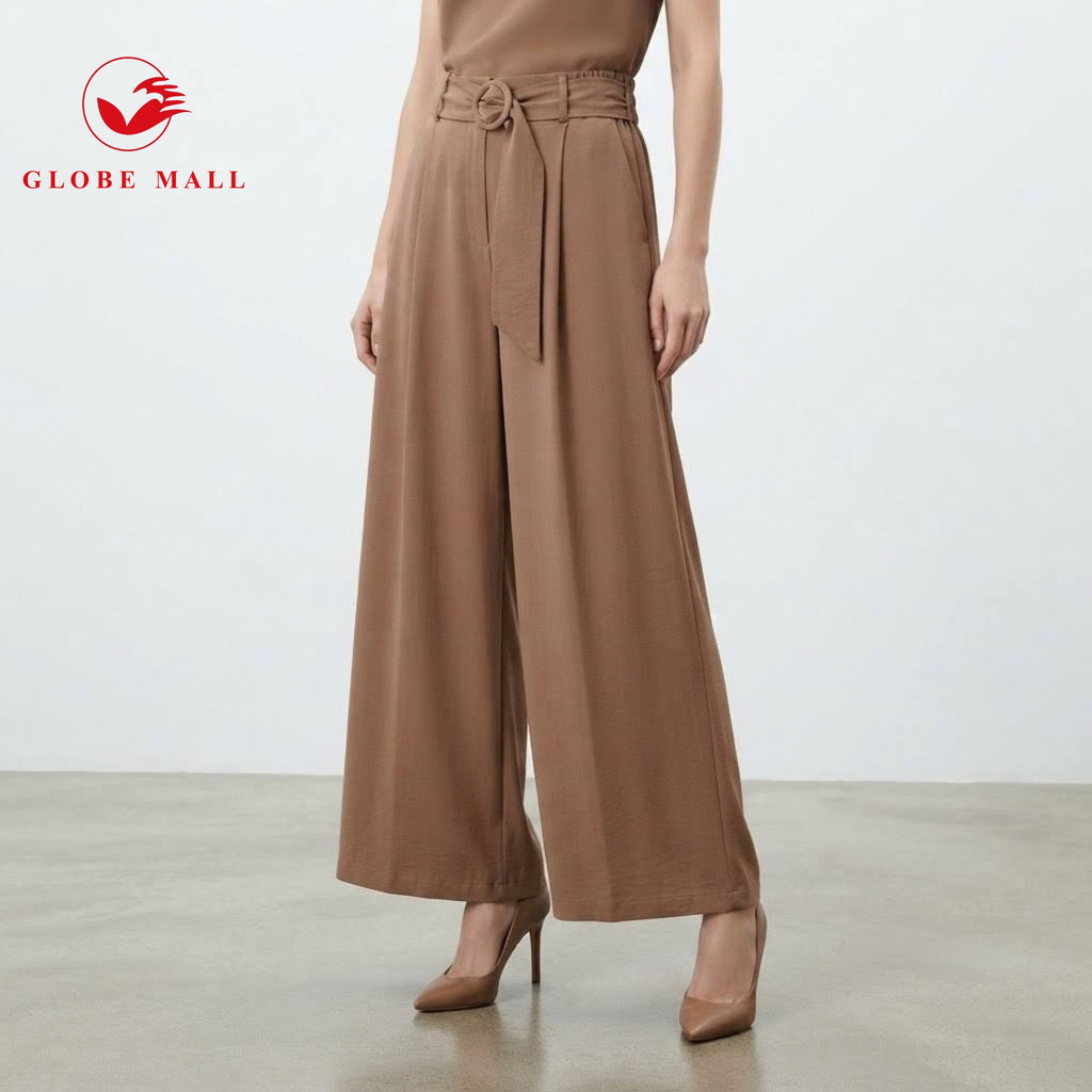 Women’s High-Waisted Belted Wide-Leg Tailored Pants