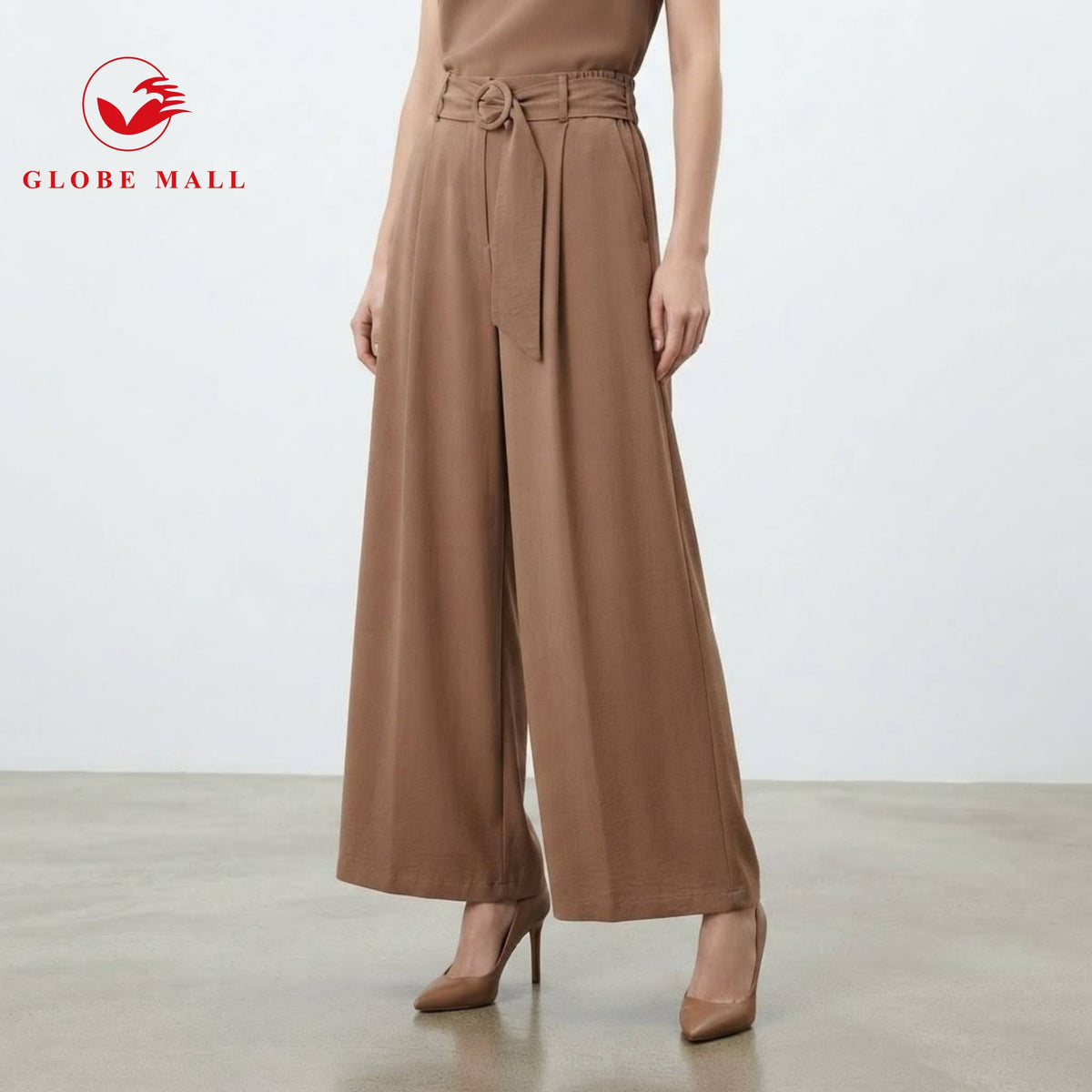 Women’s High-Waisted Belted Wide-Leg Tailored Pants