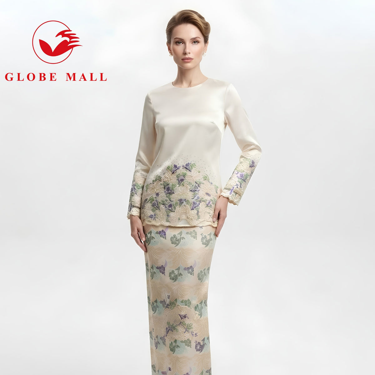 Ladies Floral Printed Baju Kurung Pahang Set