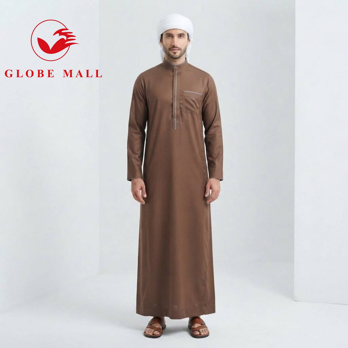 Men’s Contrast-Trim Classic Jubah Thobe