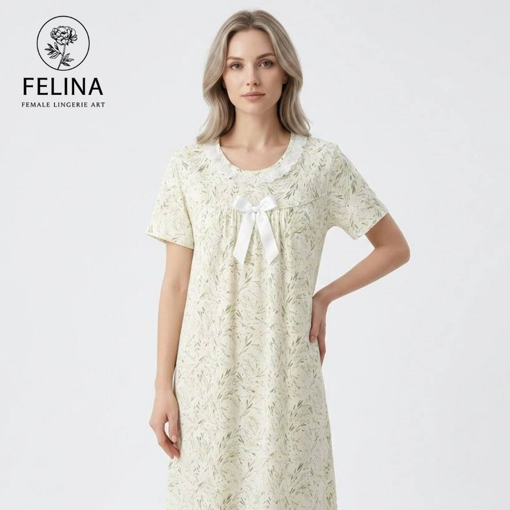Women's Ribbon Lace Floral Print Nightdress