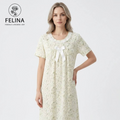 Women's Ribbon Lace Floral Print Nightdress