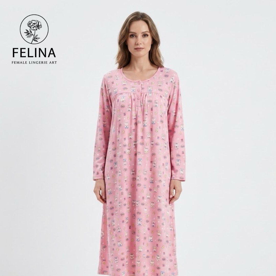 Women's Long Sleeve Printed Nightdress