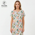 Women's Botanical Leaf Print Short Sleeve Nightdress