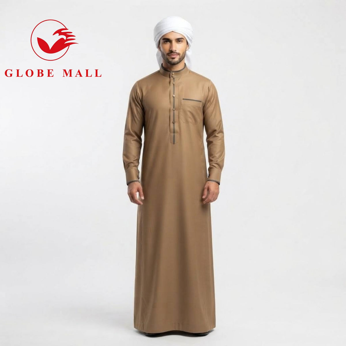 Men’s Contrast-Trim Classic Jubah Thobe