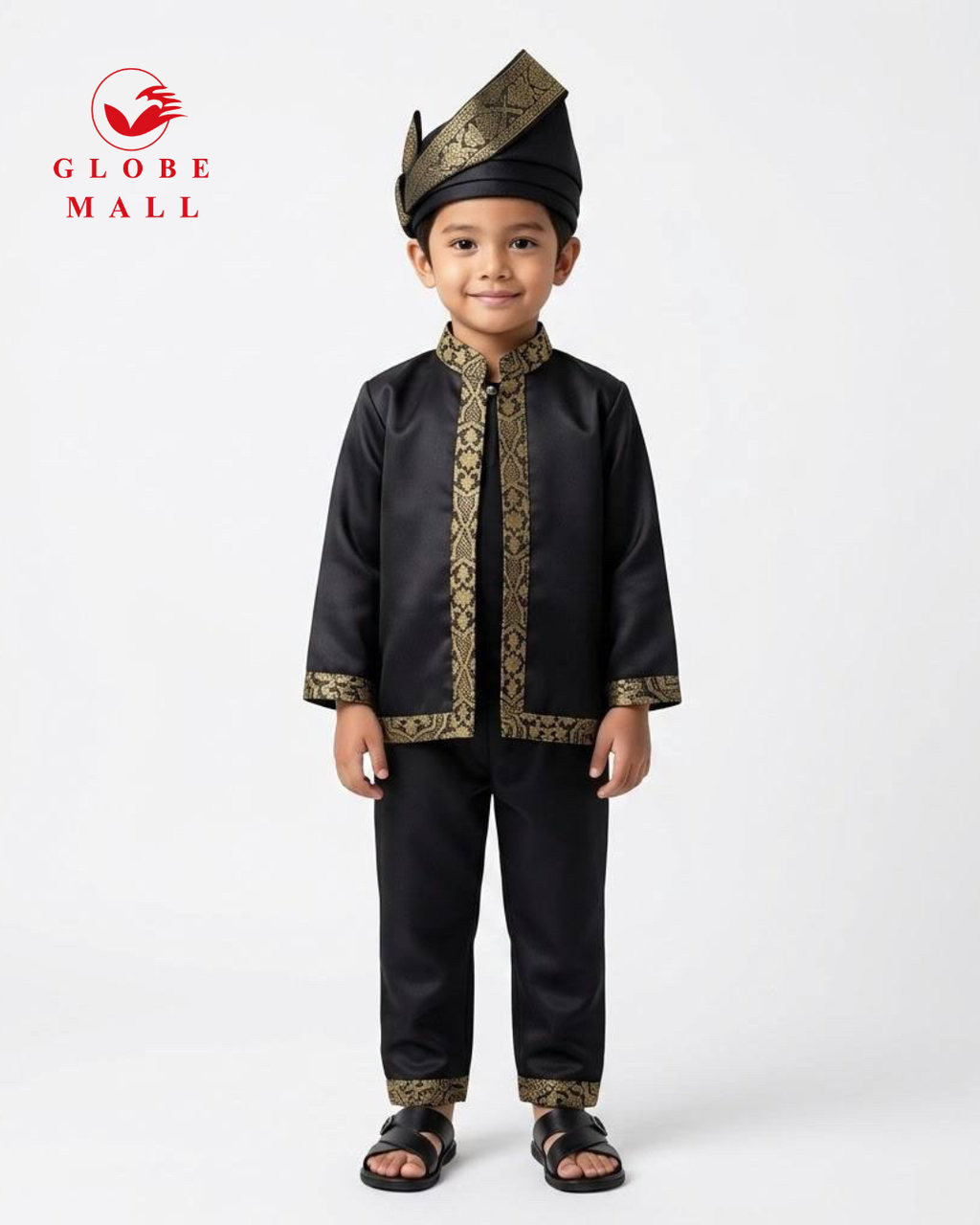 Kids Traditional Baju Layang Set with Songket Trim