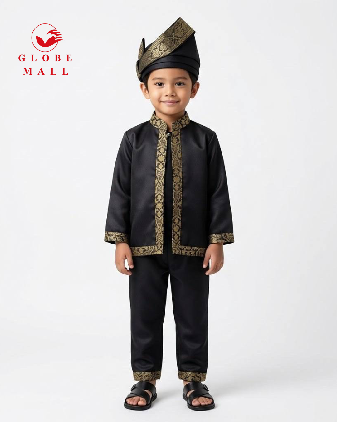Kids Traditional Baju Layang Set with Songket Trim