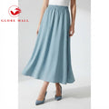 Women’s Elastic High-Waist Plain Pleated A-Line Maxi Skirt