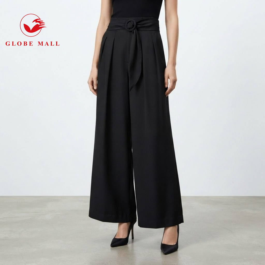 Women’s High-Waisted Belted Wide-Leg Tailored Pants