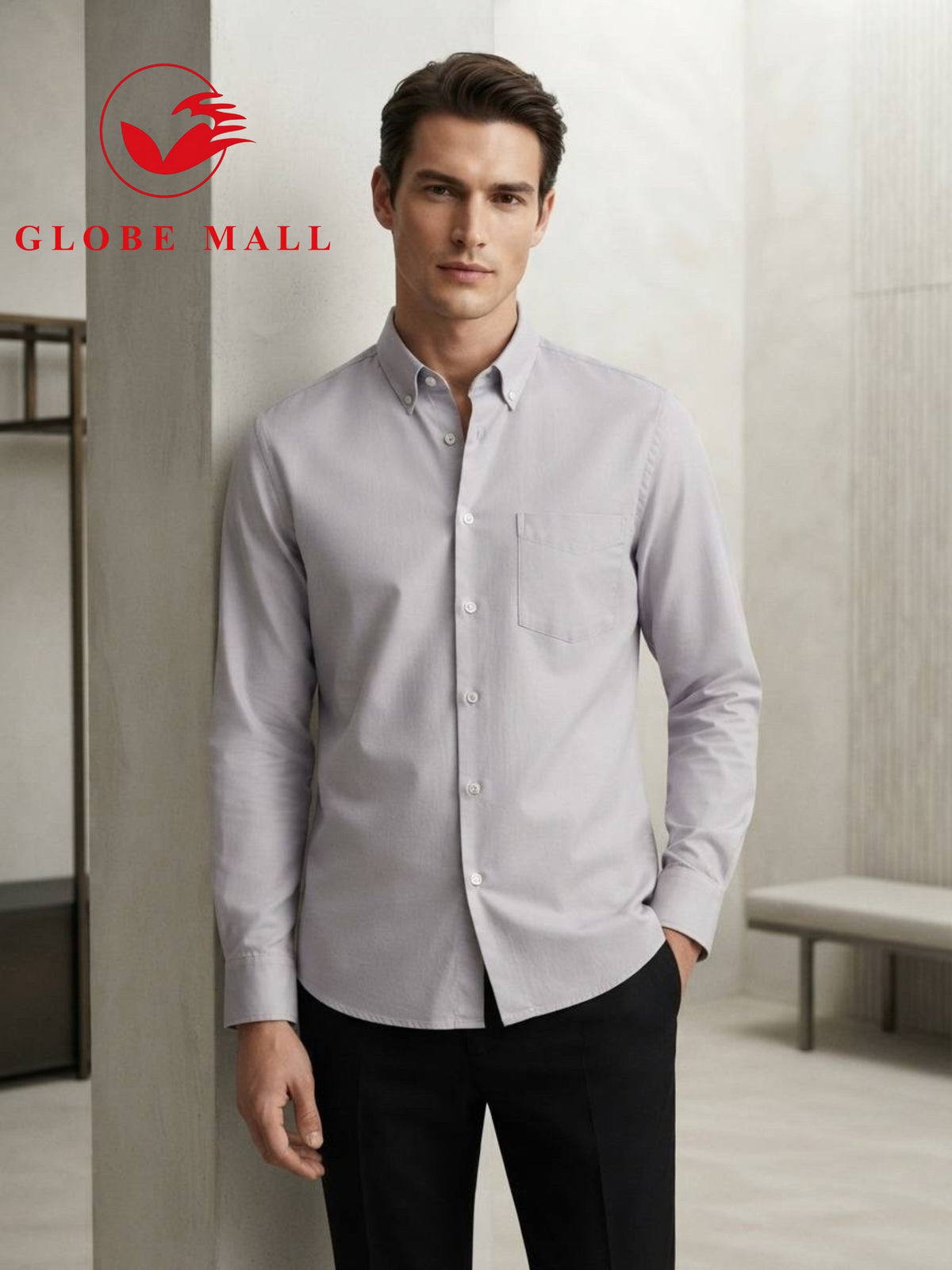 Men's Long Sleeve Button-Down Oxford Shirt