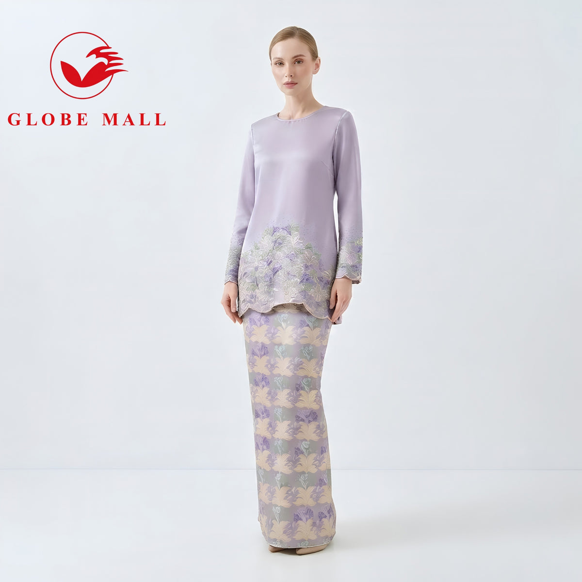Ladies Floral Printed Baju Kurung Pahang Set