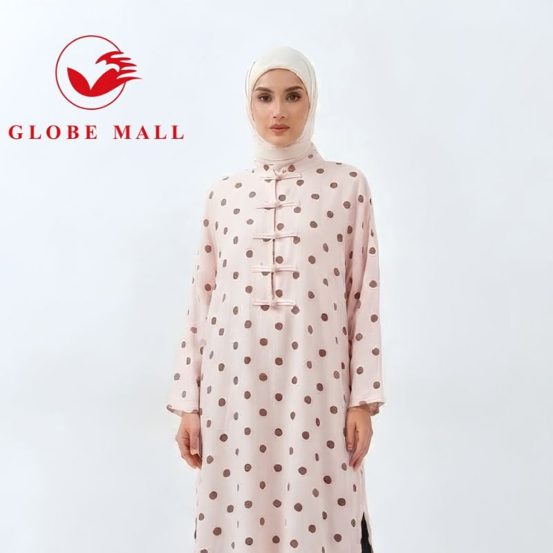 Ladies Polka Dot Longline Muslimah Blouse
