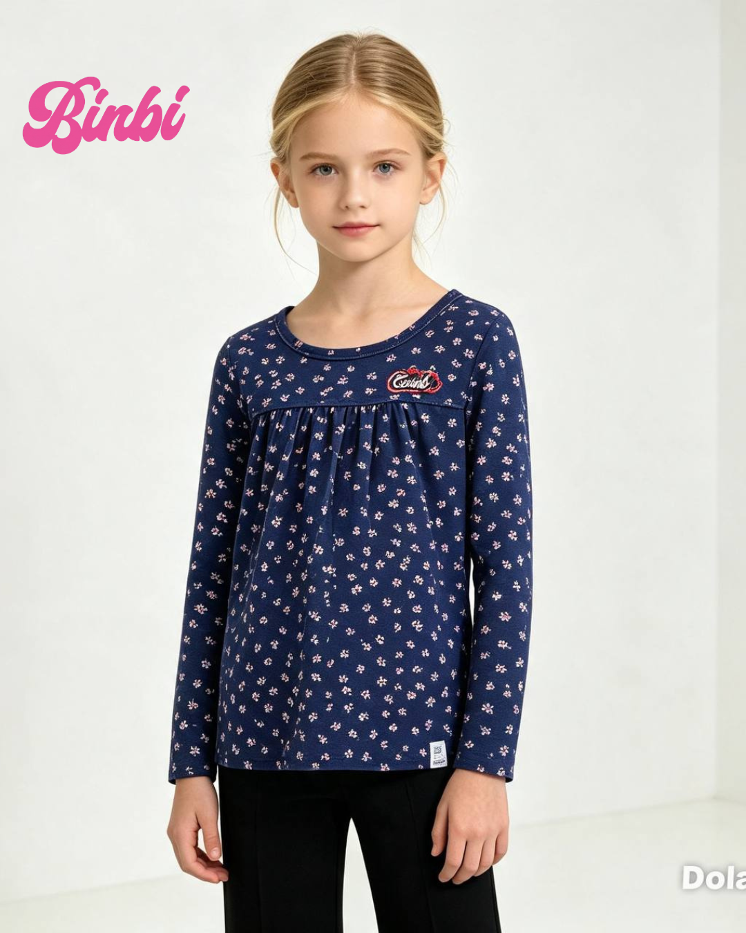 Girls' Ditsy Floral Print Long Sleeve Top