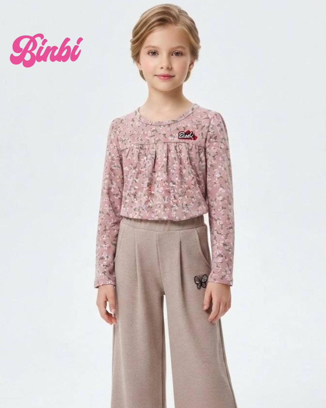 Girls' Ditsy Floral Print Long Sleeve Top