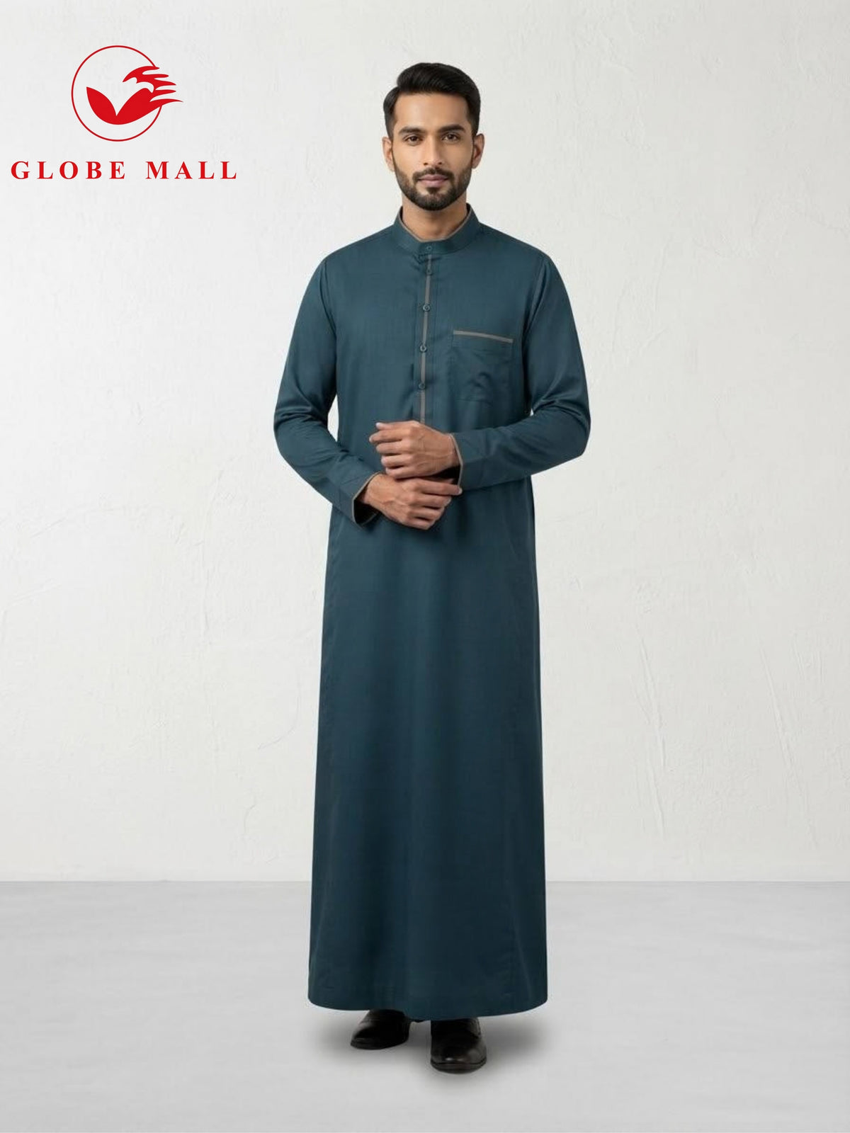 Men’s Contrast-Trim Classic Jubah Thobe