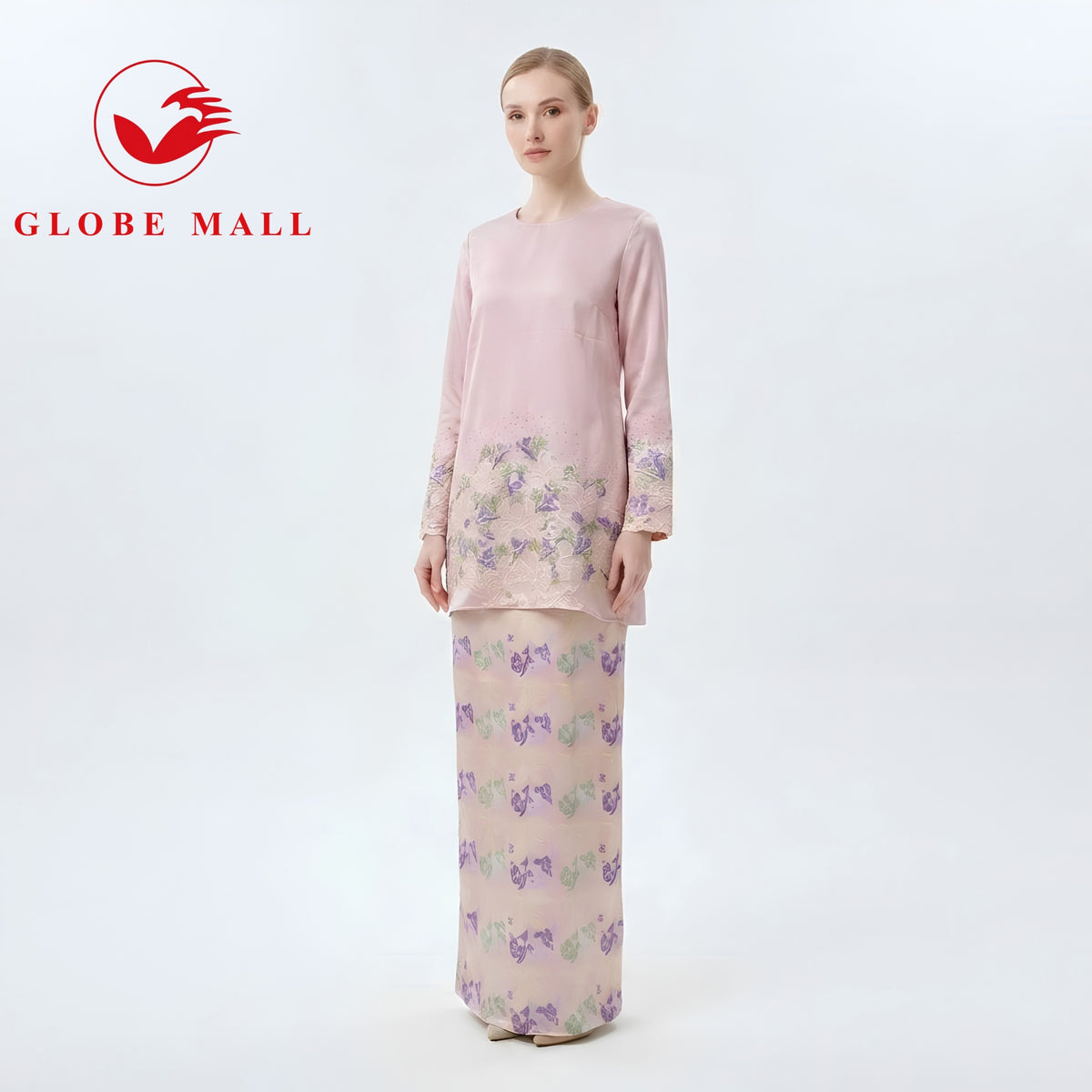 Ladies Floral Printed Baju Kurung Pahang Set