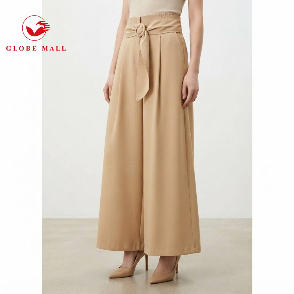 Women’s High-Waisted Belted Wide-Leg Tailored Pants
