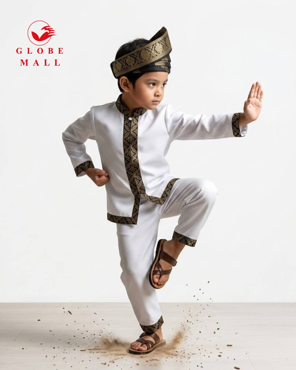 Kids Traditional Baju Layang Set with Songket Trim