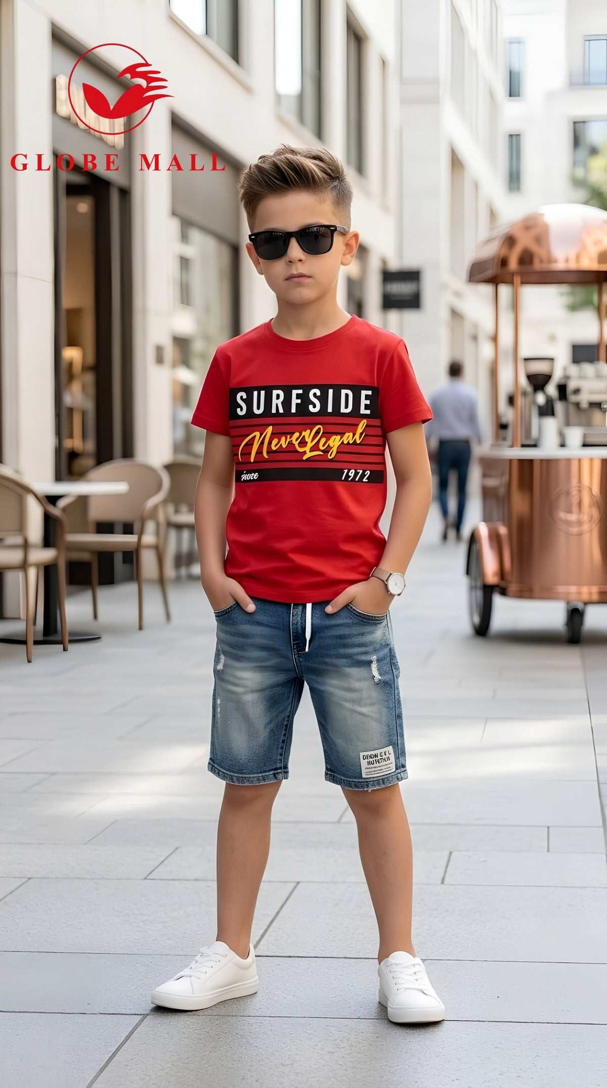 Surfside Boulevard Tee & Denim Shorts Set