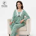 Women's Heart Print Long Sleeve Pajamas Set