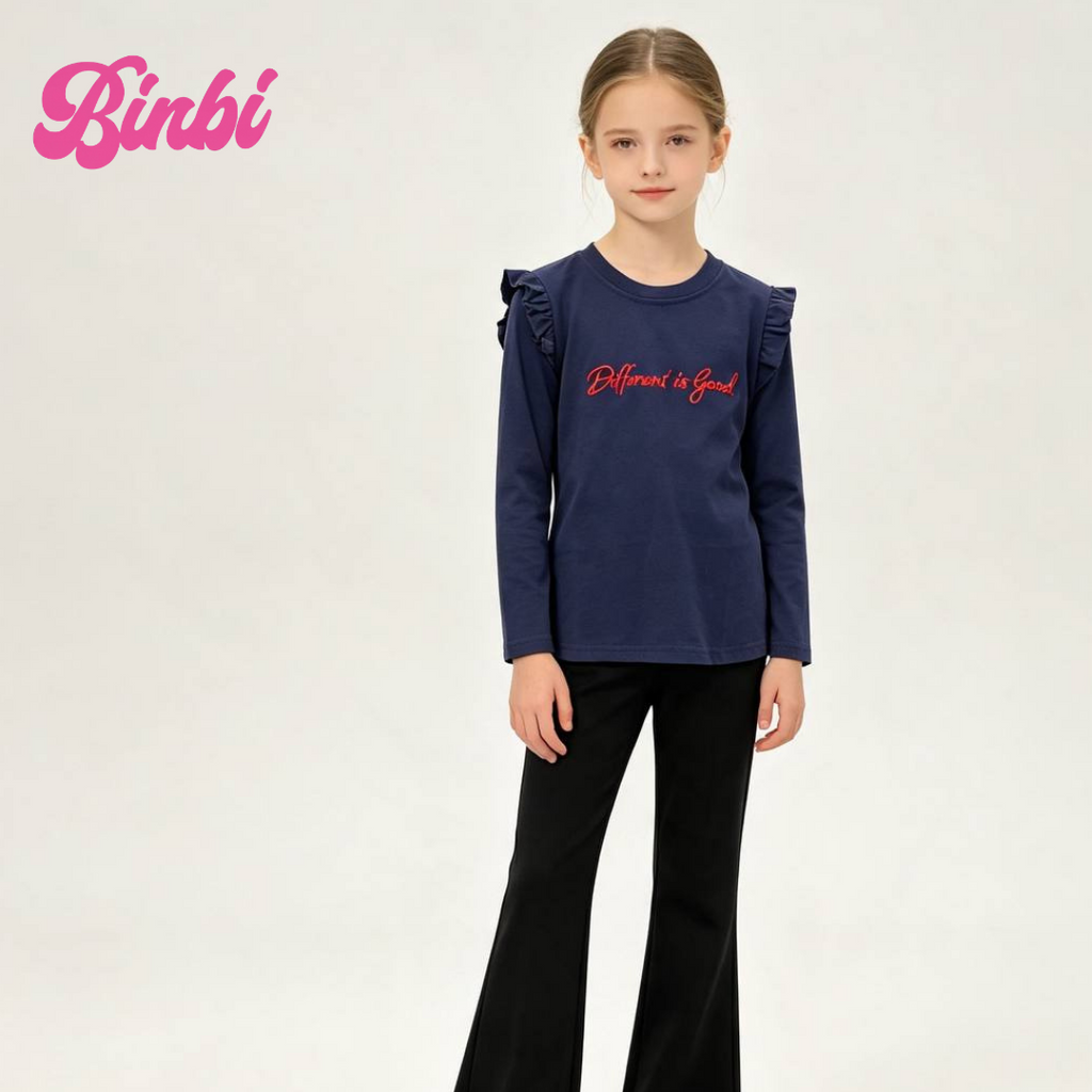 Girls' Ruffle Shoulder Long Sleeve Top