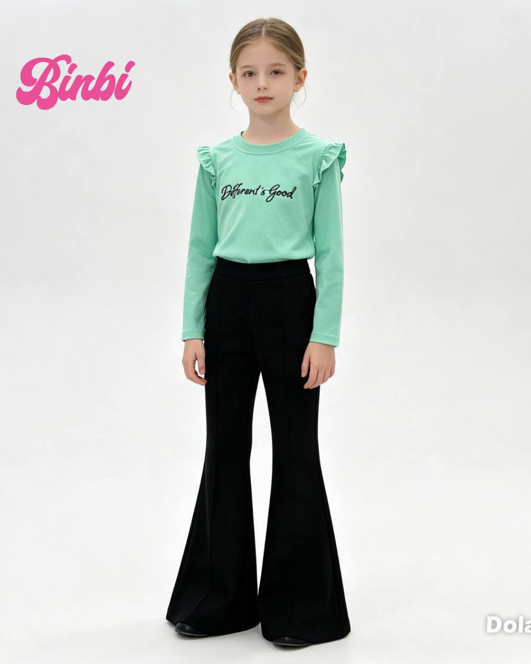 Girls' Ruffle Shoulder Long Sleeve Top