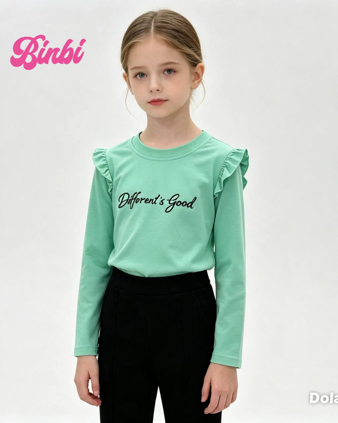 Girls' Ruffle Shoulder Long Sleeve Top