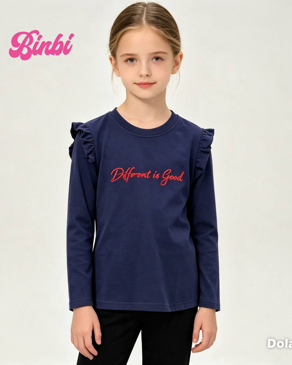 Girls' Ruffle Shoulder Long Sleeve Top