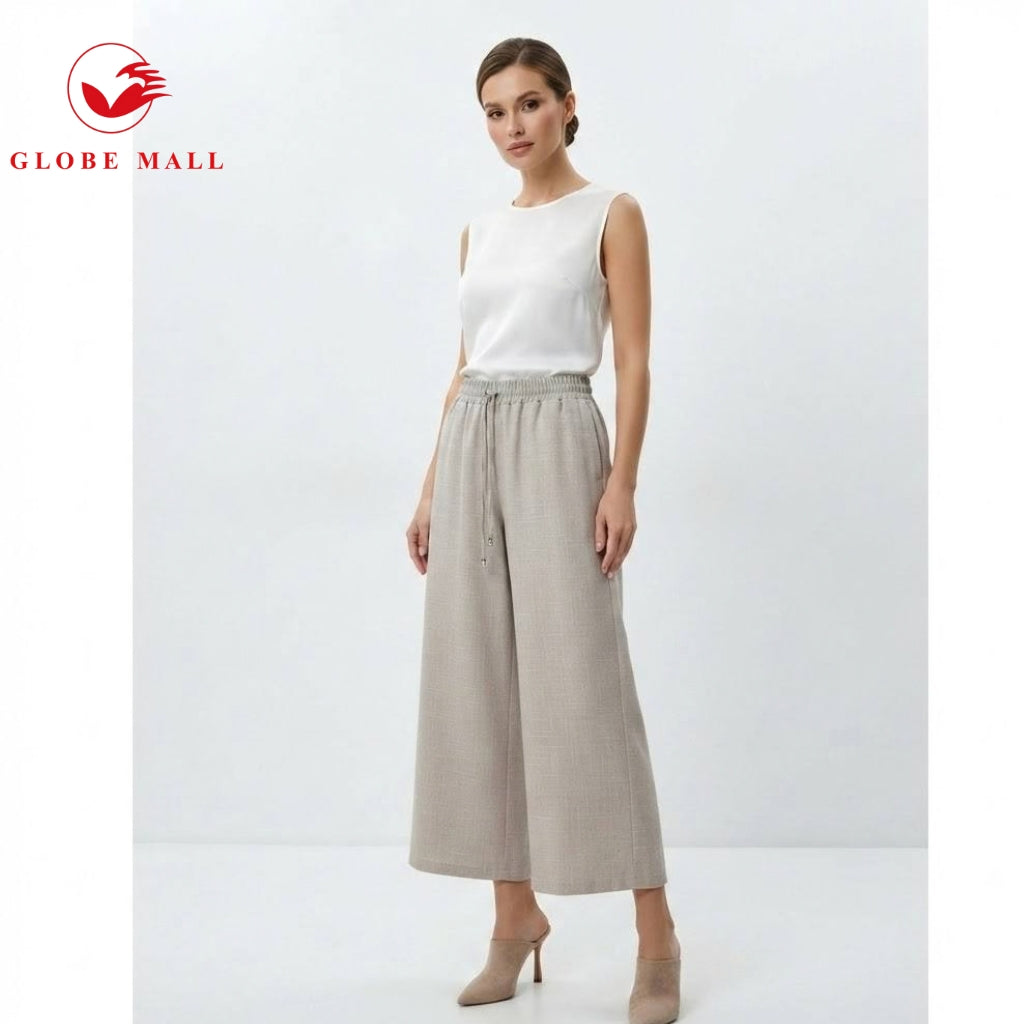 Women’s High-Waisted Wide-Leg Linen Palazzo Pants