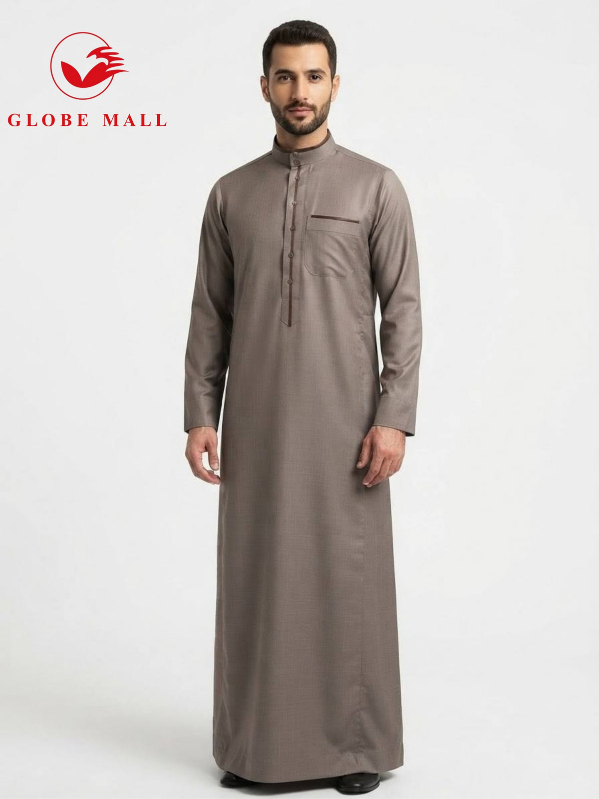 Men’s Contrast-Trim Classic Jubah Thobe